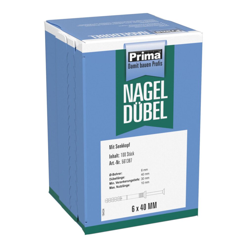 Prima Nageldübel Senkkopf 100 Stück