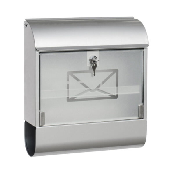 Lienbacher Briefkasten Stahl silber mit Glasfront