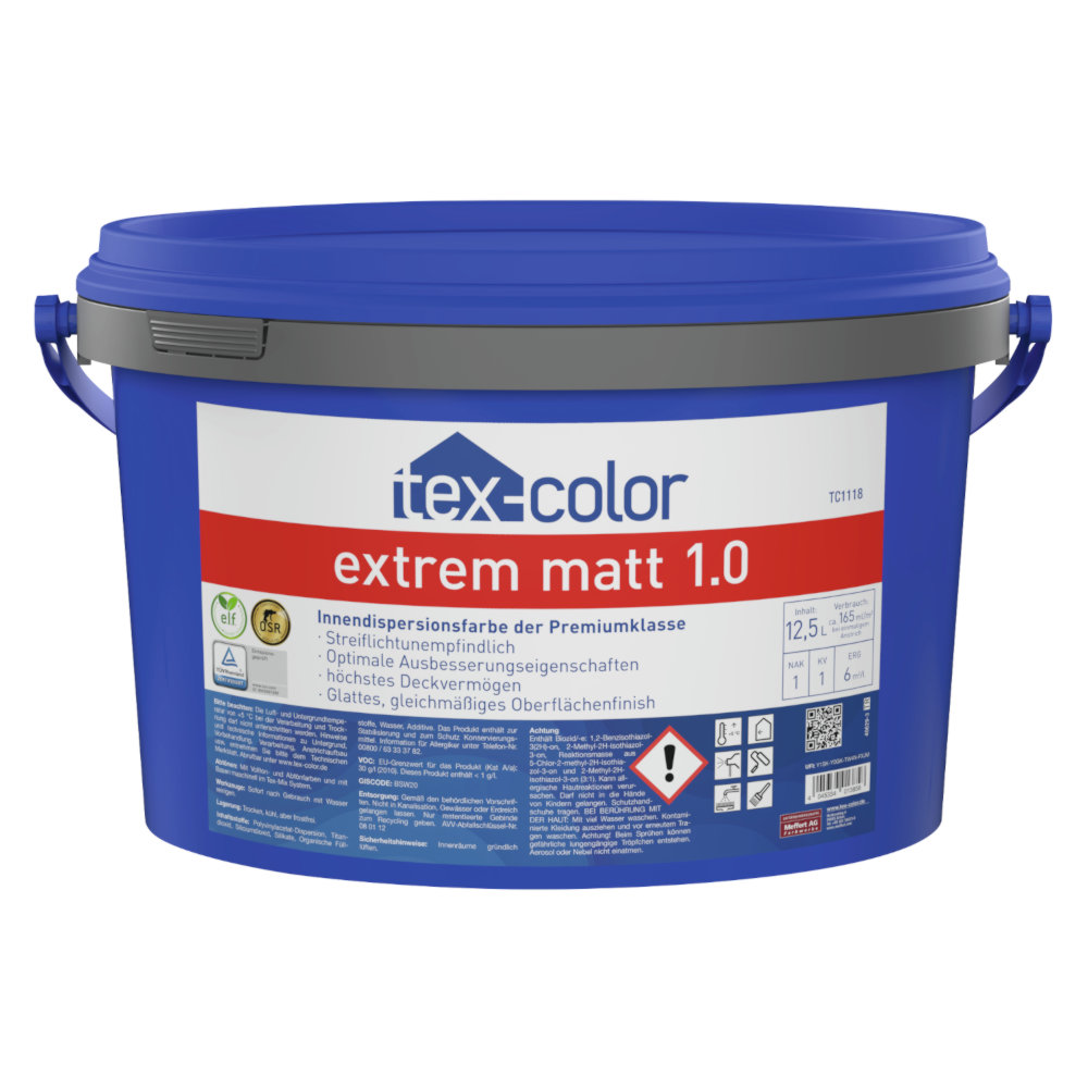 Tex-Color TC1118 Wandfarbe Extrem Matt 1.0 Weiß