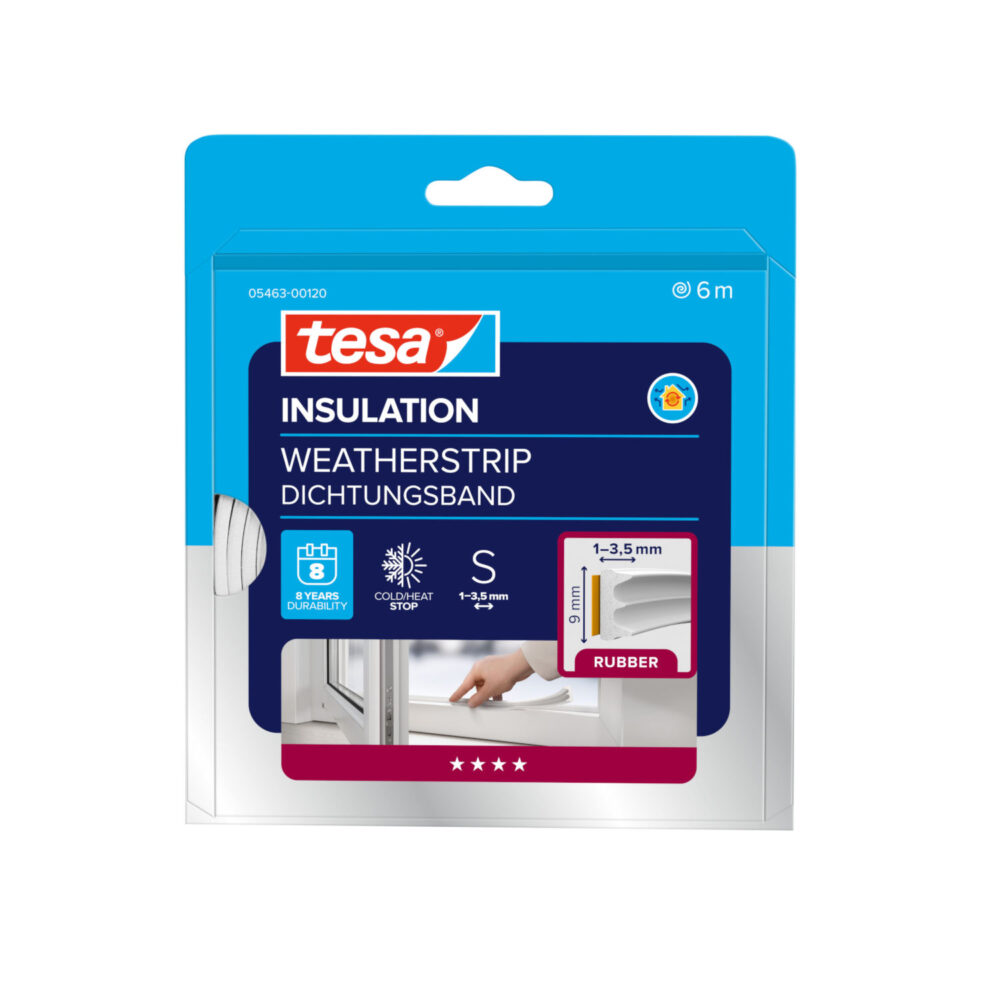 tesa INSULATION Dichtungsband Gummi S 9 × 4 mm 6 m weiß