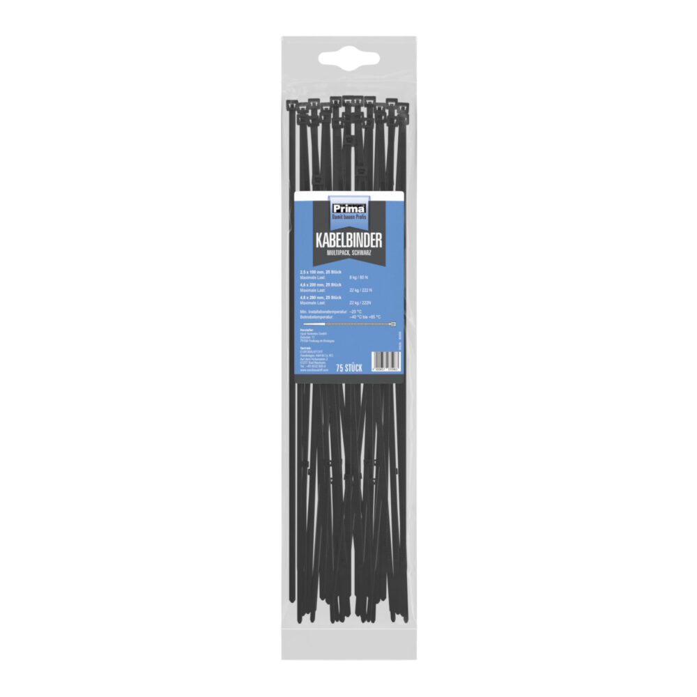 Prima Kabelbinder Multipack schwarz 75 Stück